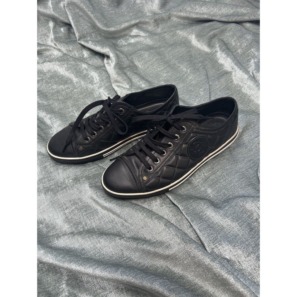 Chanel Quilted Leather Trainer Tennis Shoe Size 37 (US7)